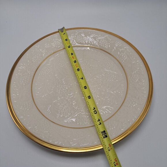 Lenox USA 24K Gold Trim Off White Embossed Grapes 12 3/4" Chop Plate Platter - Picture 4 of 12